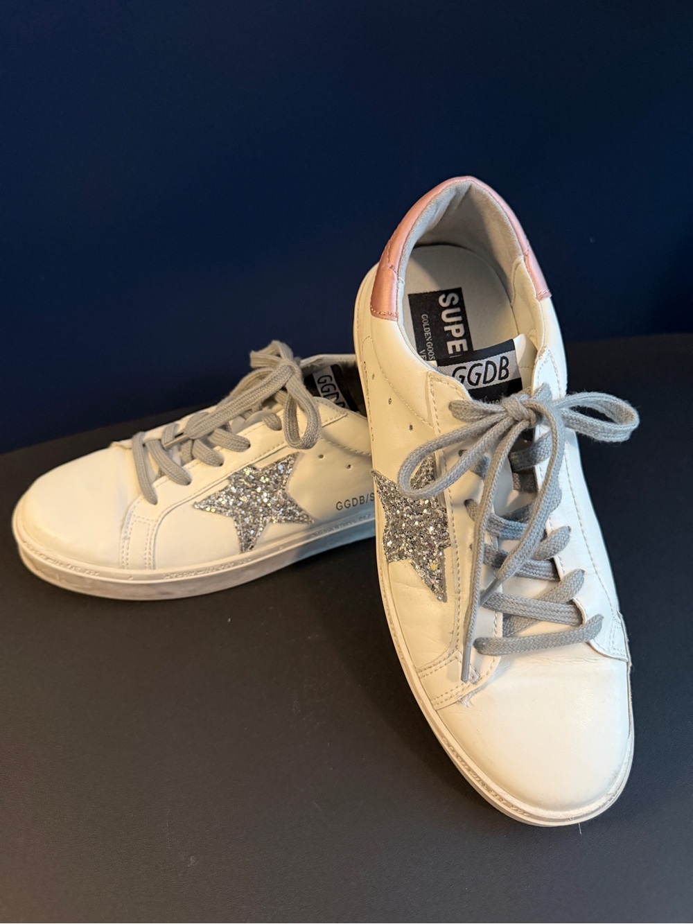 Golden Goose Super-Star Sneakers White Silver Glitter Pink EU 40 US 10 GGDB